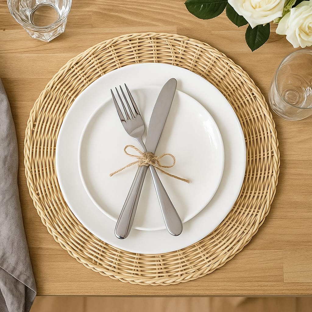 6Pc Woven Rattan like Table Mats