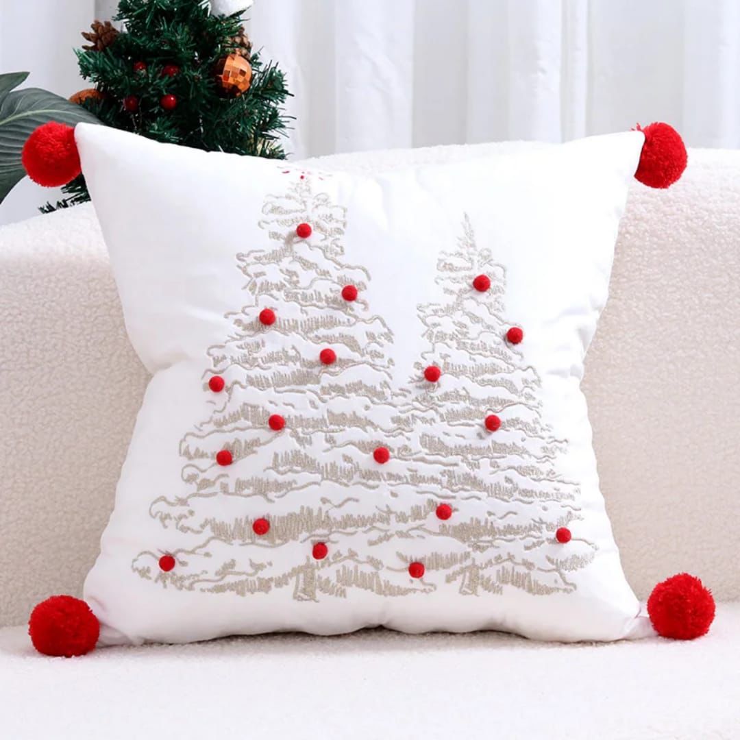Embroidered Bronzing Christmas Tree Pillowcase