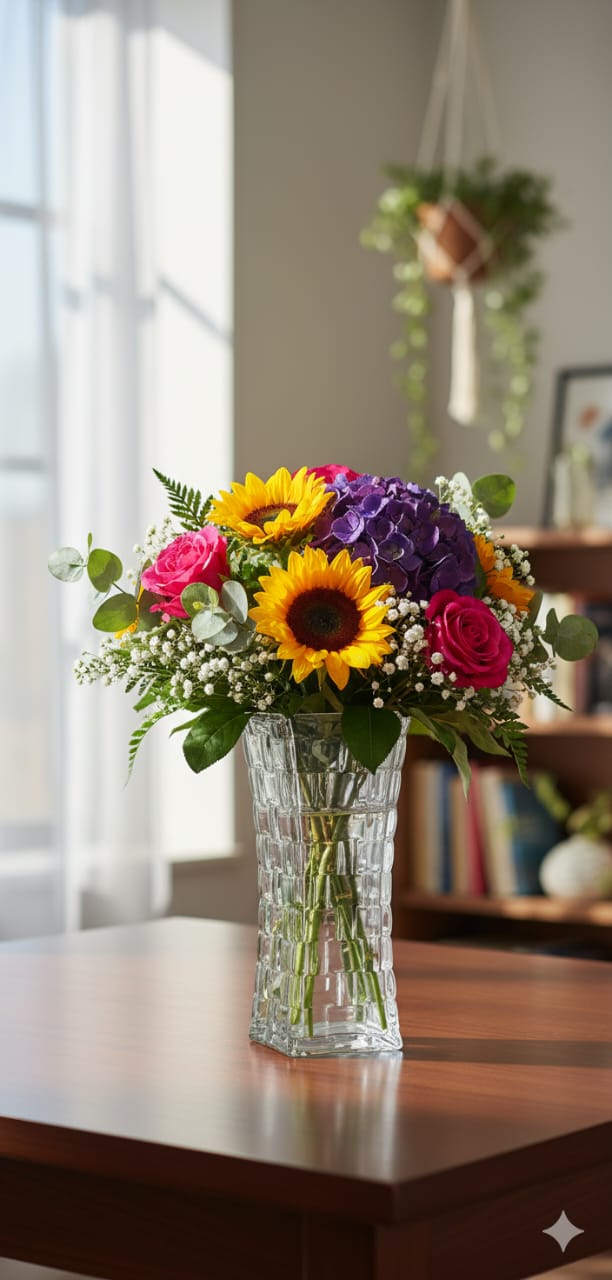 Glass vase square checked