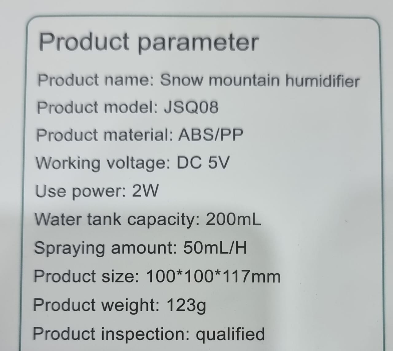 Multicolour light snow mountain humidifier