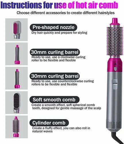New Five-In-One Automatic Curling Iron, Hair Styling Comb ,Electric Blow Dryer Straight And Curly Use Hairdressing Tools