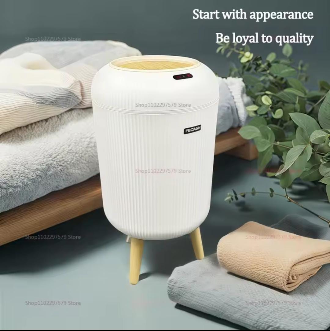 Smart Trash Can Automatic Flip Cover Simple White Can Be Used In Bedroom Office Kitchen Electricity Saving Trash Can Modern