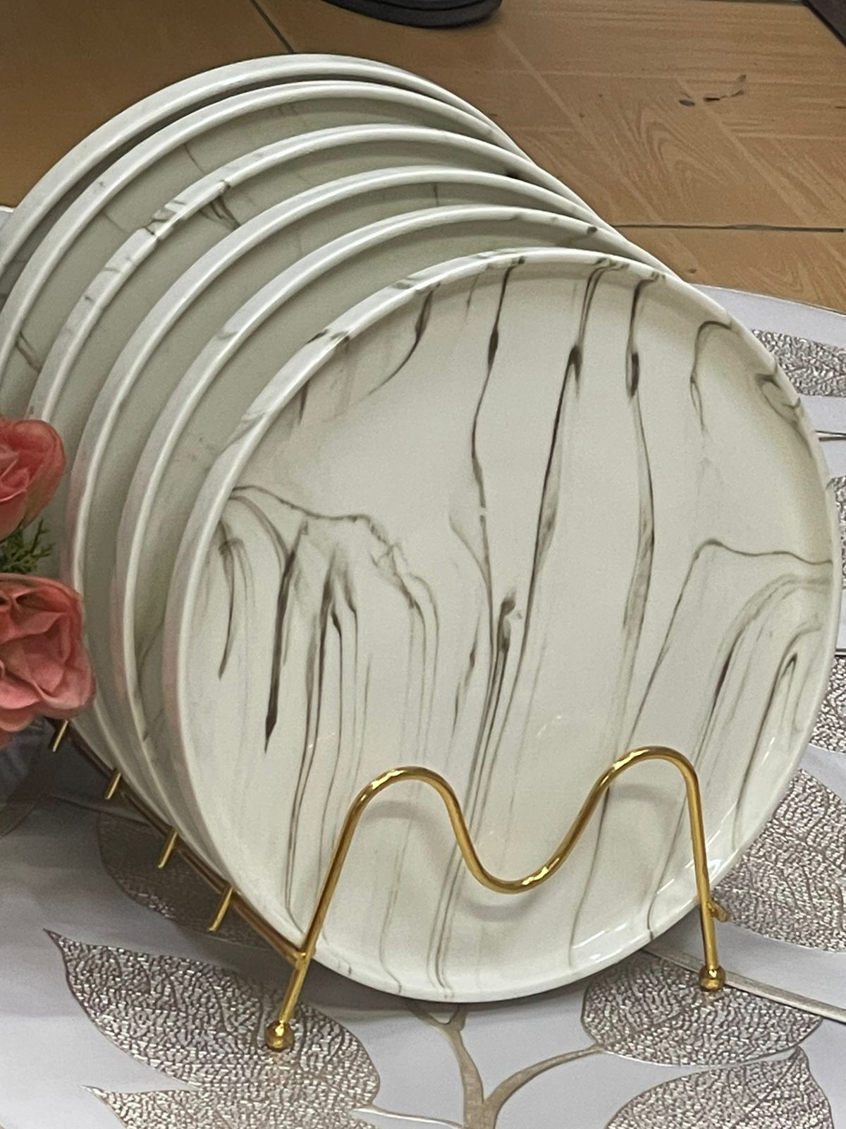 6Pc Marble Bone China plates set
