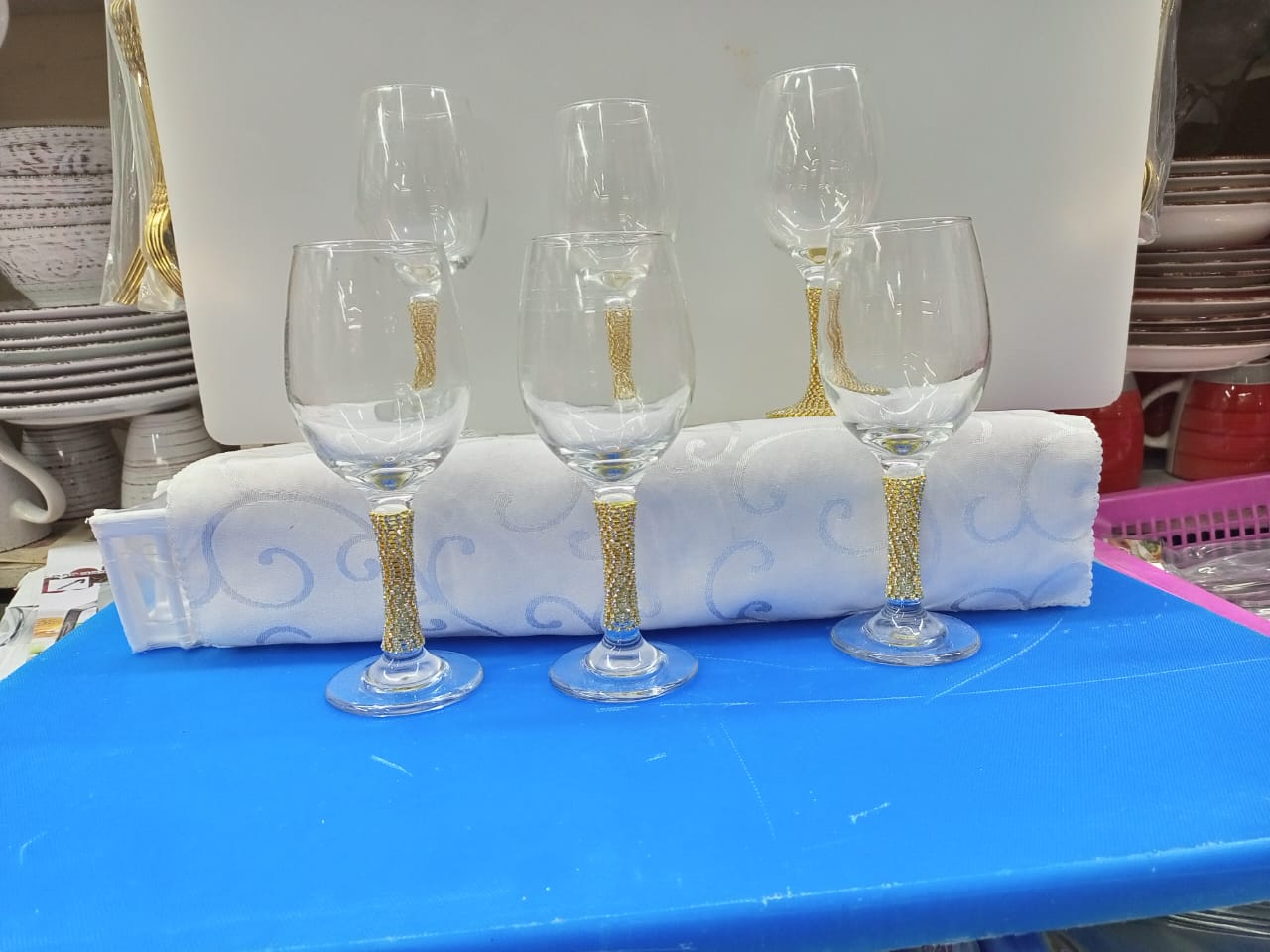 6 PCs beaded wine glasses