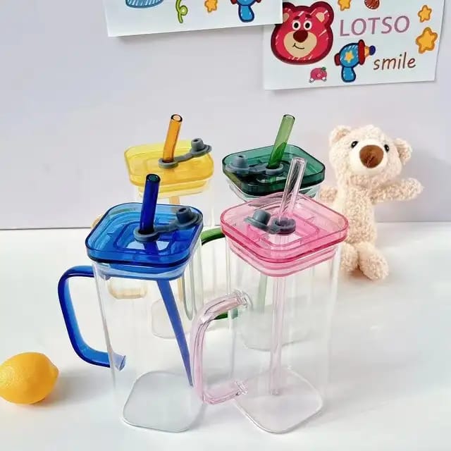 Square Glass With Colored Handle