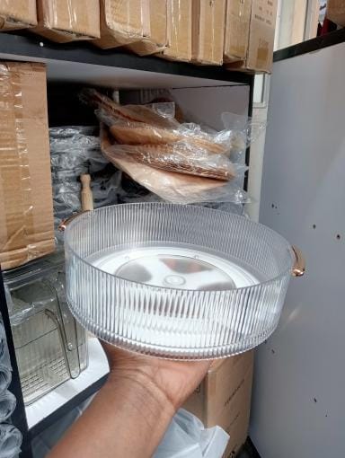 Ribbed acrylic lazy Susan/cosmetic organizer