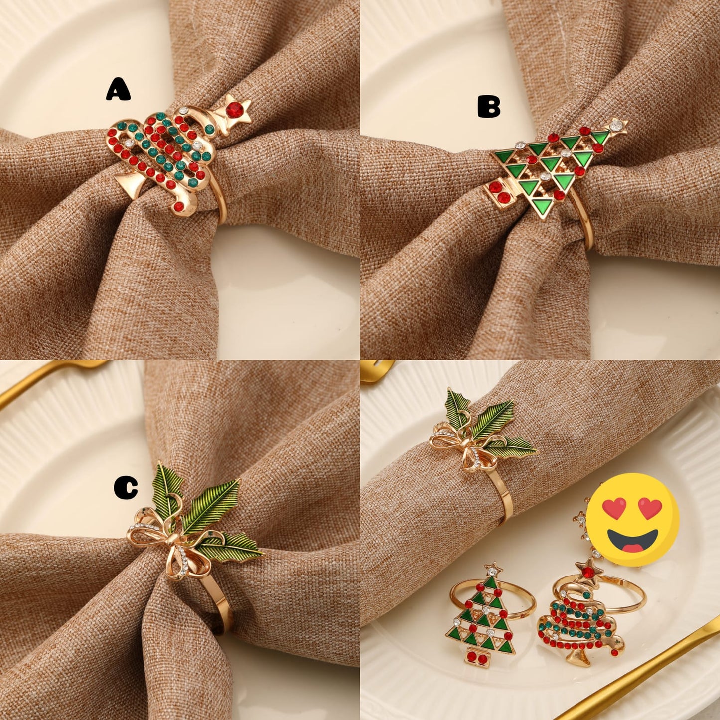 2PCS CHRISTMAS SANTA NAPKIN RINGS
