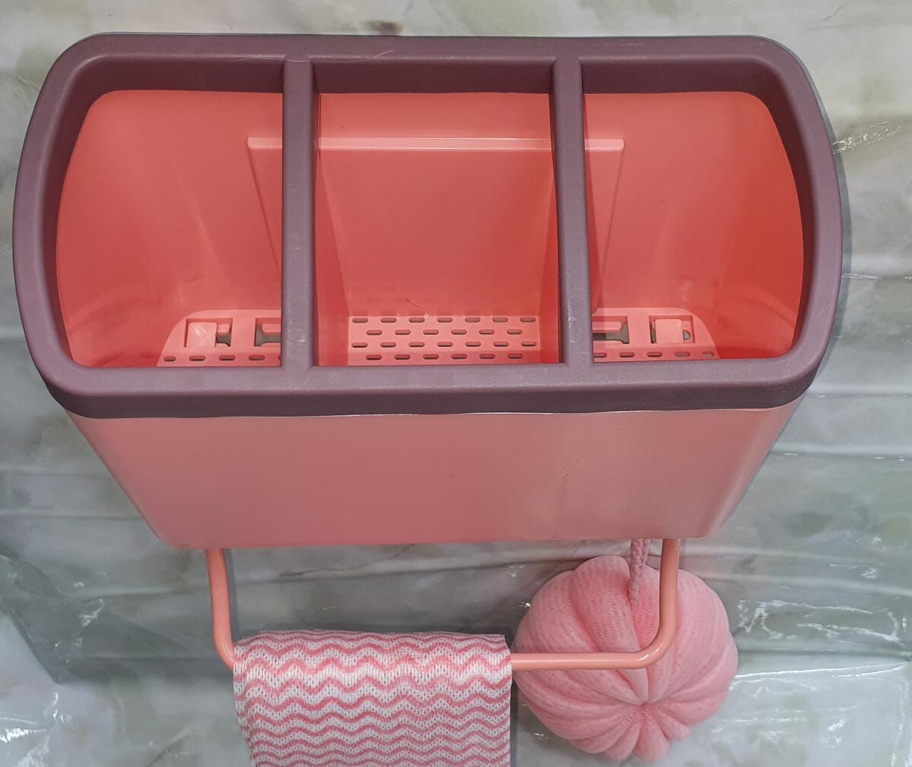 Multipurpose 3 slot drainer with 4 hooks and towel holder