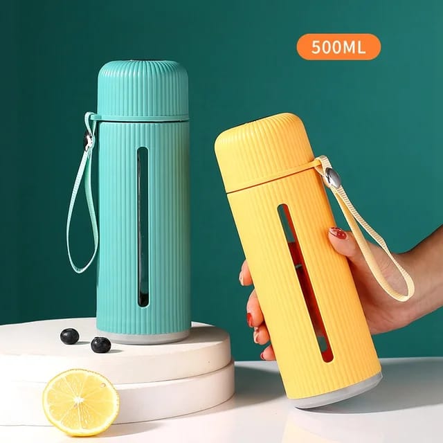 500Ml Borosilicate Glass Water Bottle that can hold hot water
