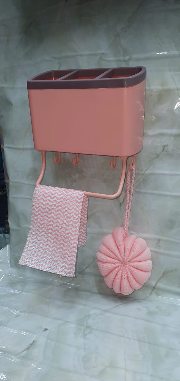 Multipurpose 3 slot drainer with 4 hooks and towel holder