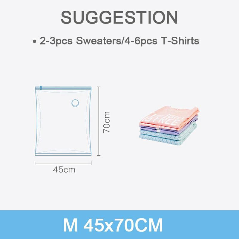 5pcs set No Pump Needed Vacuum Storage Bags for Clothes Blankets Comforters Sweaters Pillows Home Compression Seal Bags Space Saver Bags