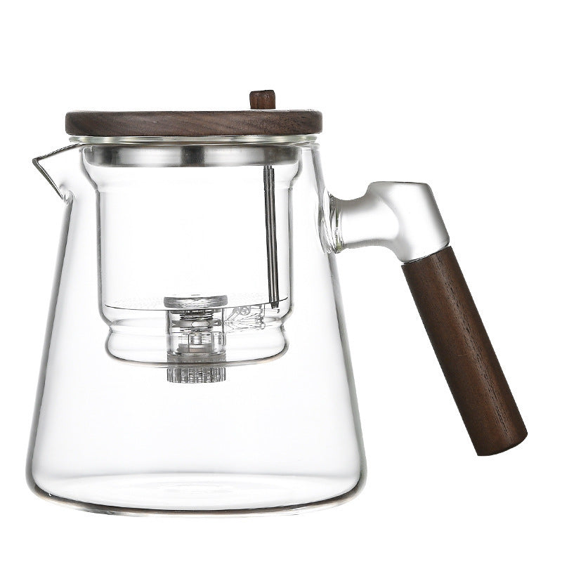 Heat Resistant Glass Teapot with Wooden Handle