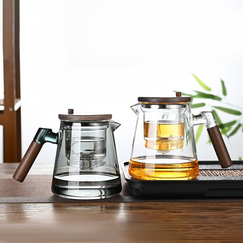 Heat Resistant Glass Teapot with Wooden Handle