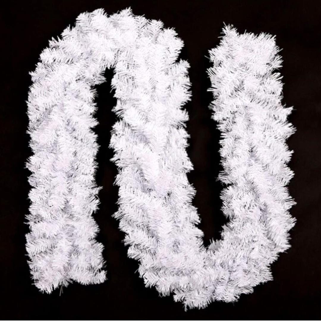 9Ft Length Christmas Garland,Width: 25Cm,220 Tips, Material: Pvc – White