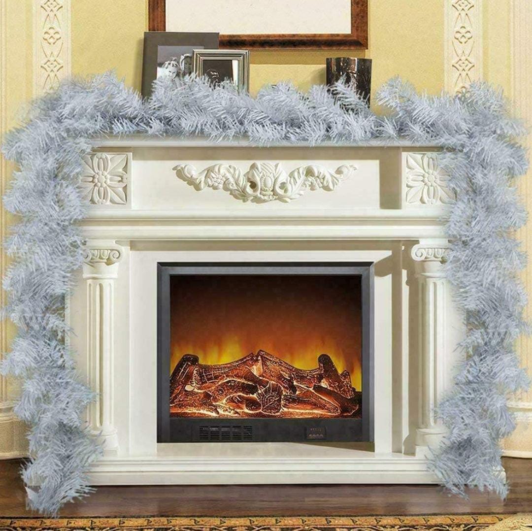 9Ft Length Christmas Garland,Width: 25Cm,220 Tips, Material: Pvc – White