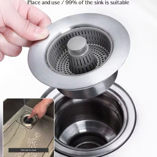 Stainless Steel Kitchen Sink Strainer With Pop-Up Drain
