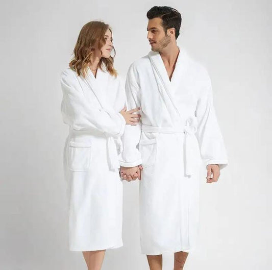 White cotton bathrobes