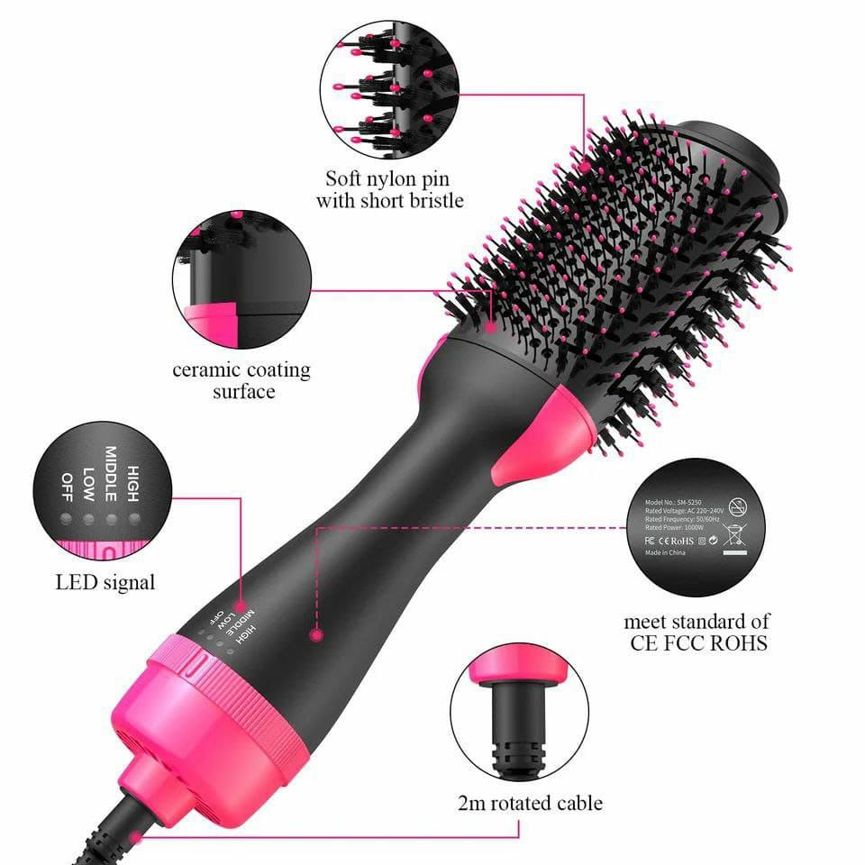 Electric hair straightener brush/dryer