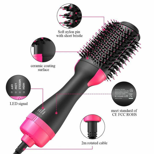 Electric hair straightener brush/dryer