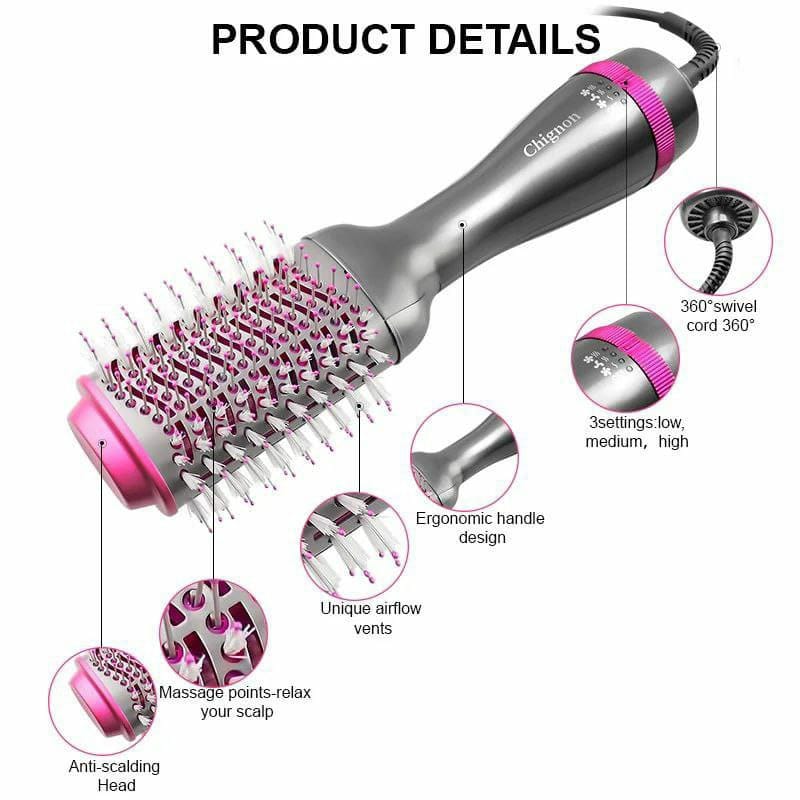 Electric hair straightener brush/dryer