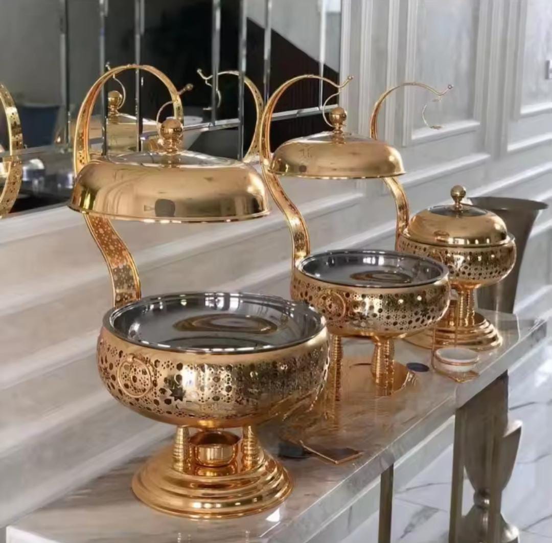 Stainless steel Round Chaffing dish with gold stand