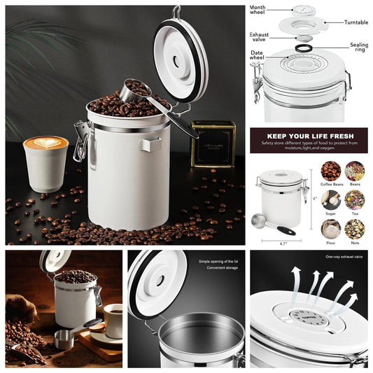 Coffee tools of stainless steel coffee bean vacuum food storage container