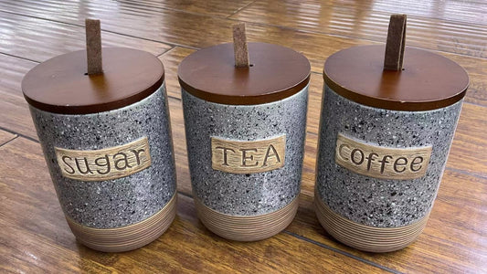 3pcs Airtight Farmhouse Canisters Set with Bamboo  Lid