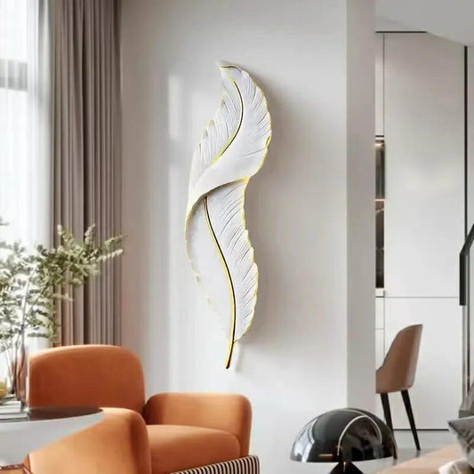 Long Hanging Nordic Feather Wall Lamp