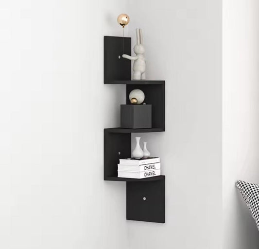 MINGYI DIY 5-tier corner shelf, corner shelf made of MDF wood, hanging bookcase, zigzag shaped shelf, approx