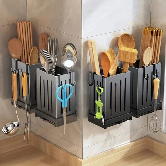 Wall Mounted Perforated Plastic spoon,chopstick Holder with drainer