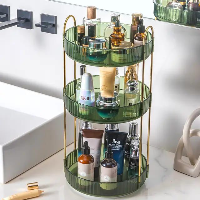 360 Degree 3 Tier Rotating  Multifunctional Transparent makeup/Cosmetic organizer.