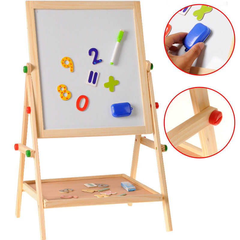 Wooden Drawing Blackboard Whiteboard Double Sided Adjustable Easel Painting