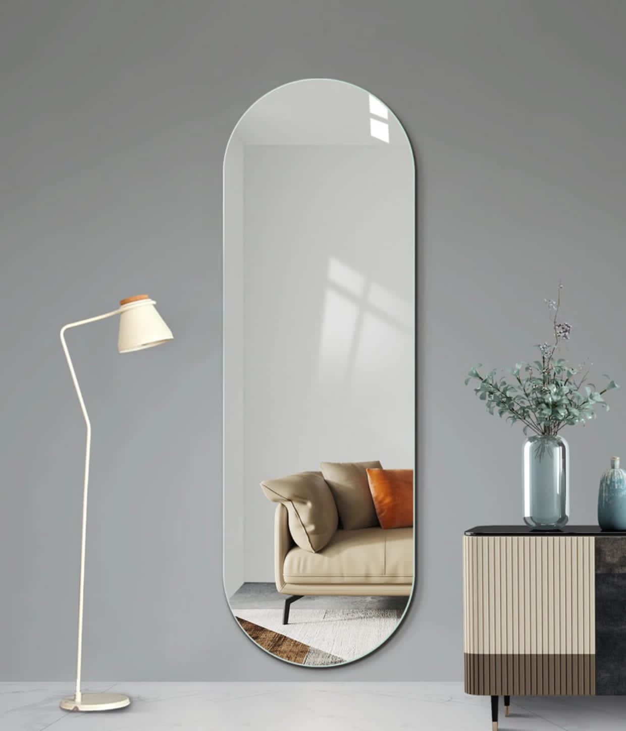 Oval Wall Mounted Peel and stick Diy mirror