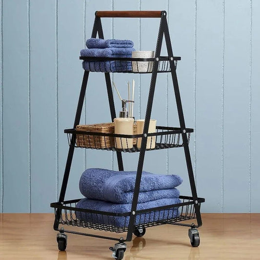 Multi-Function Multi Purpose 3-Tier A Shape Metal Mobile Trolley Cart