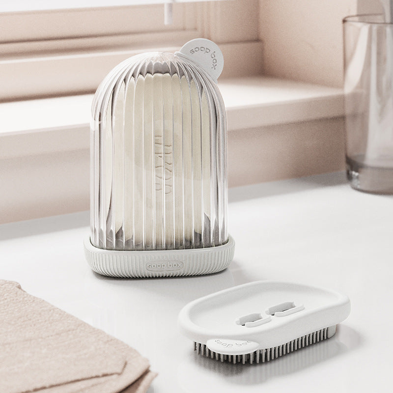 Portable Travel soap dish holder with shower brush
