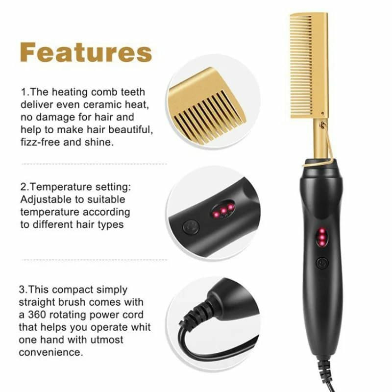 Electric hair straightener and curling hot comb