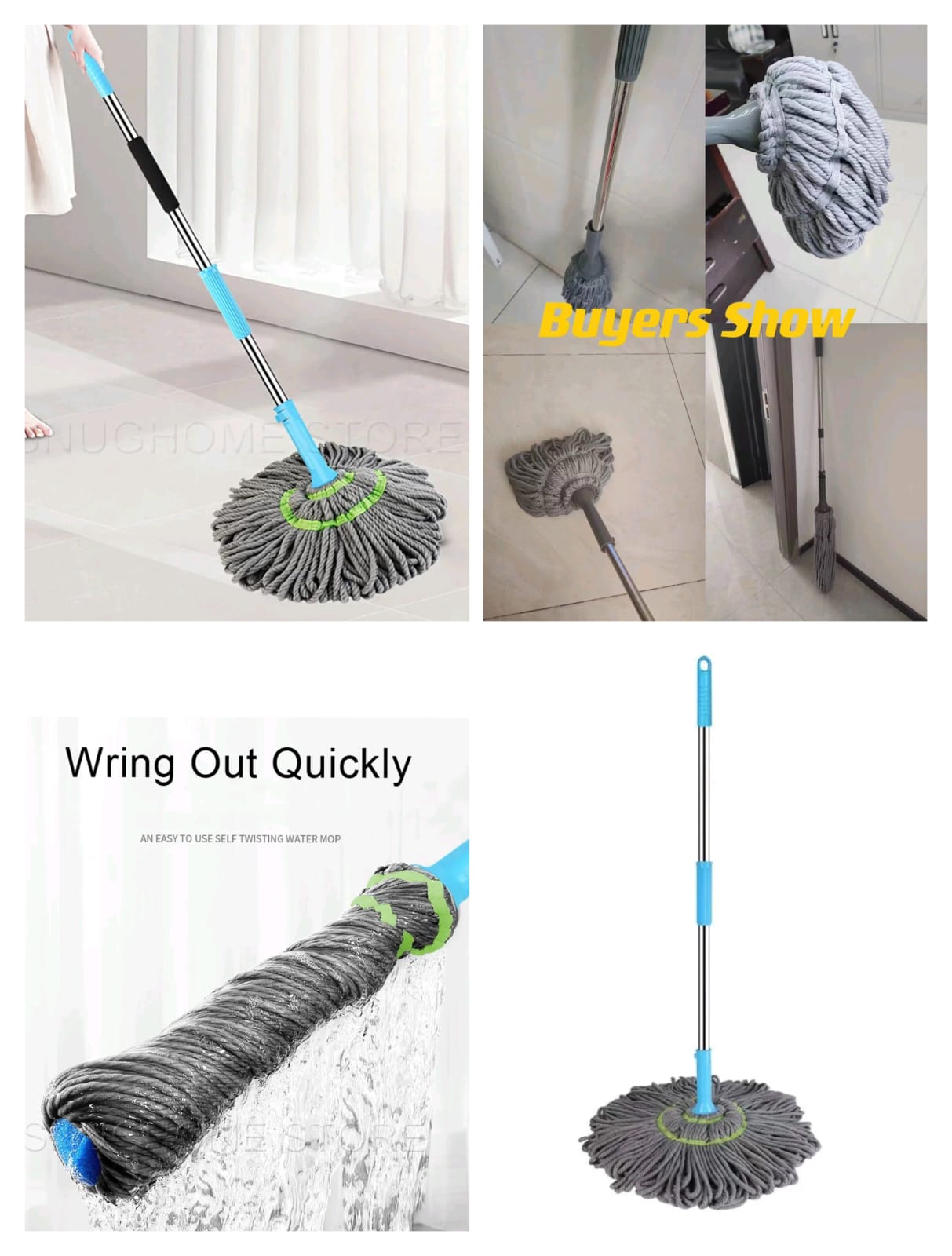 Rotating self wringing twist mop