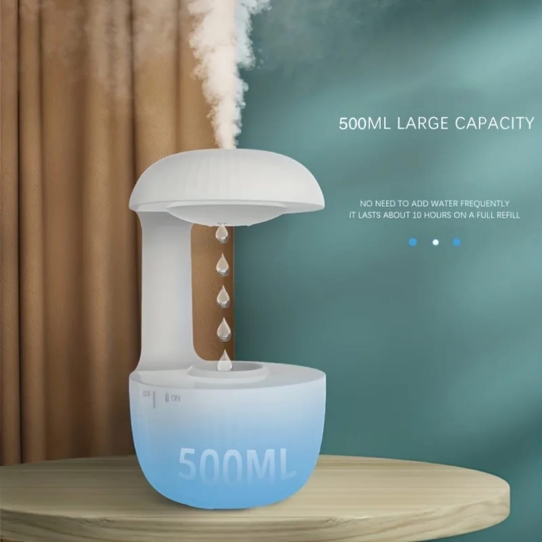 Anti gravity water droplets humidifier