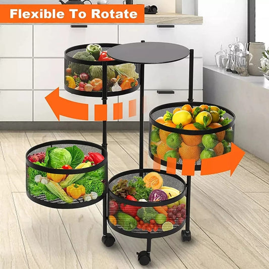 Round design rotating fruit vegetable rack