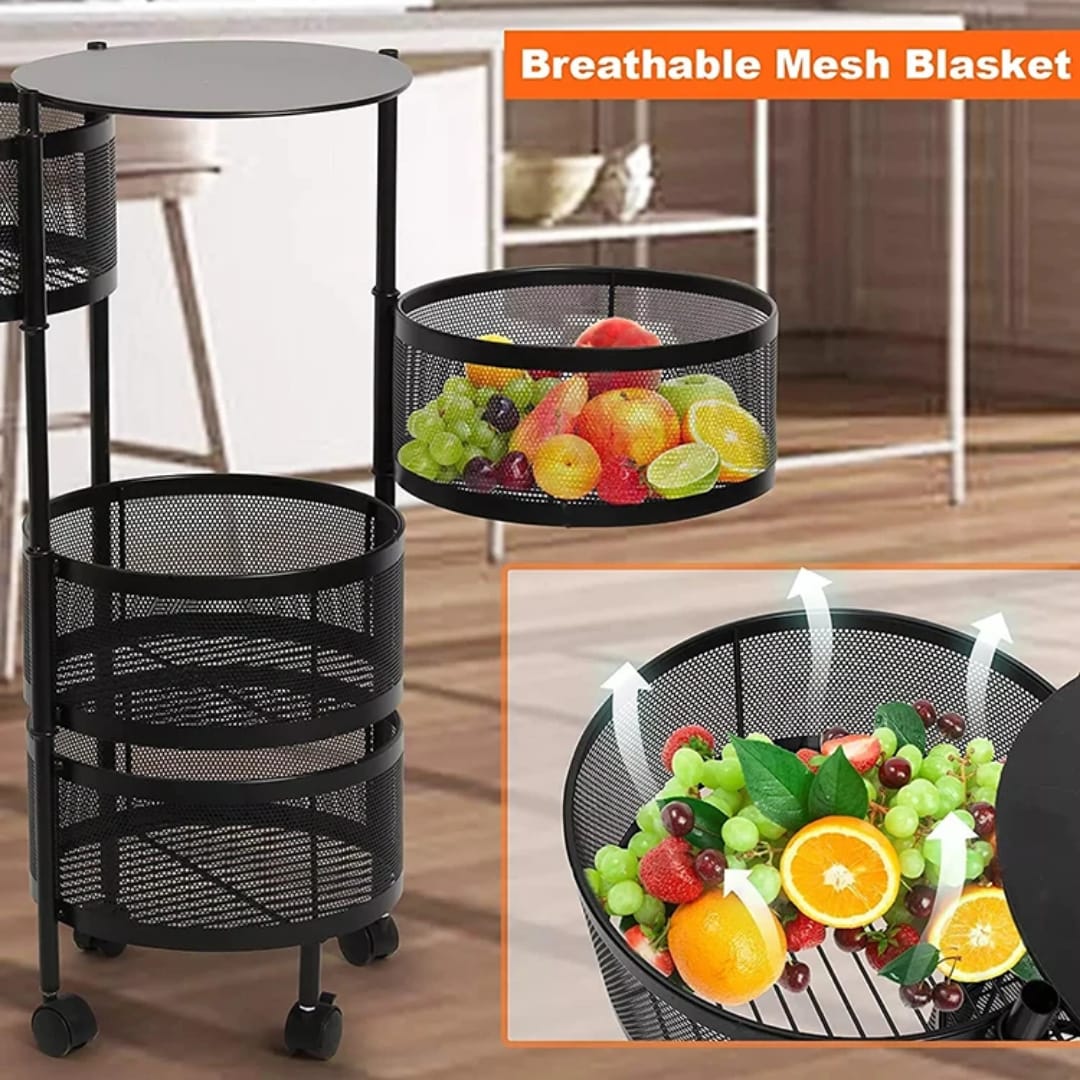 Round design rotating fruit vegetable rack