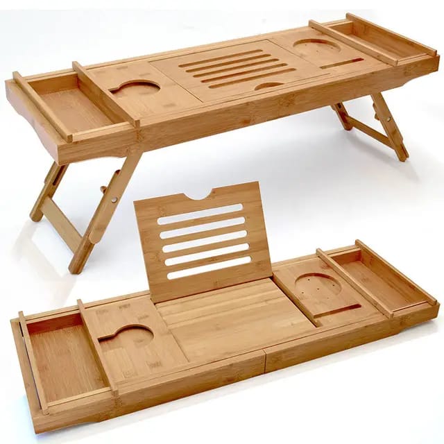 Expandable Bamboo bathtub caddy Tray