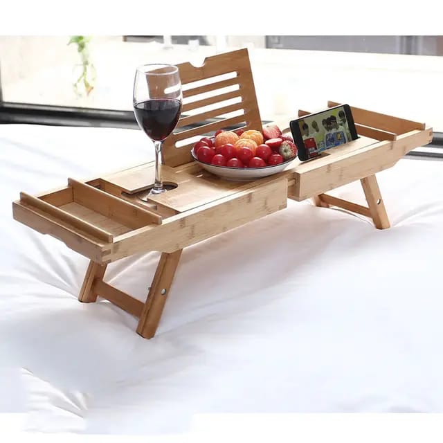 Expandable Bamboo bathtub caddy Tray