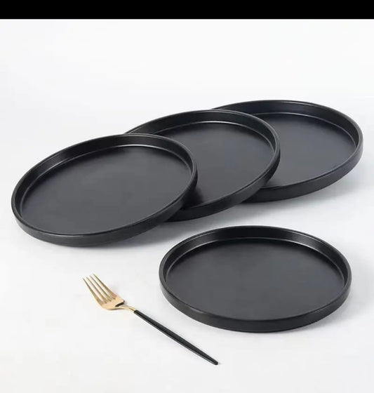 6 pcs black ceramic plates