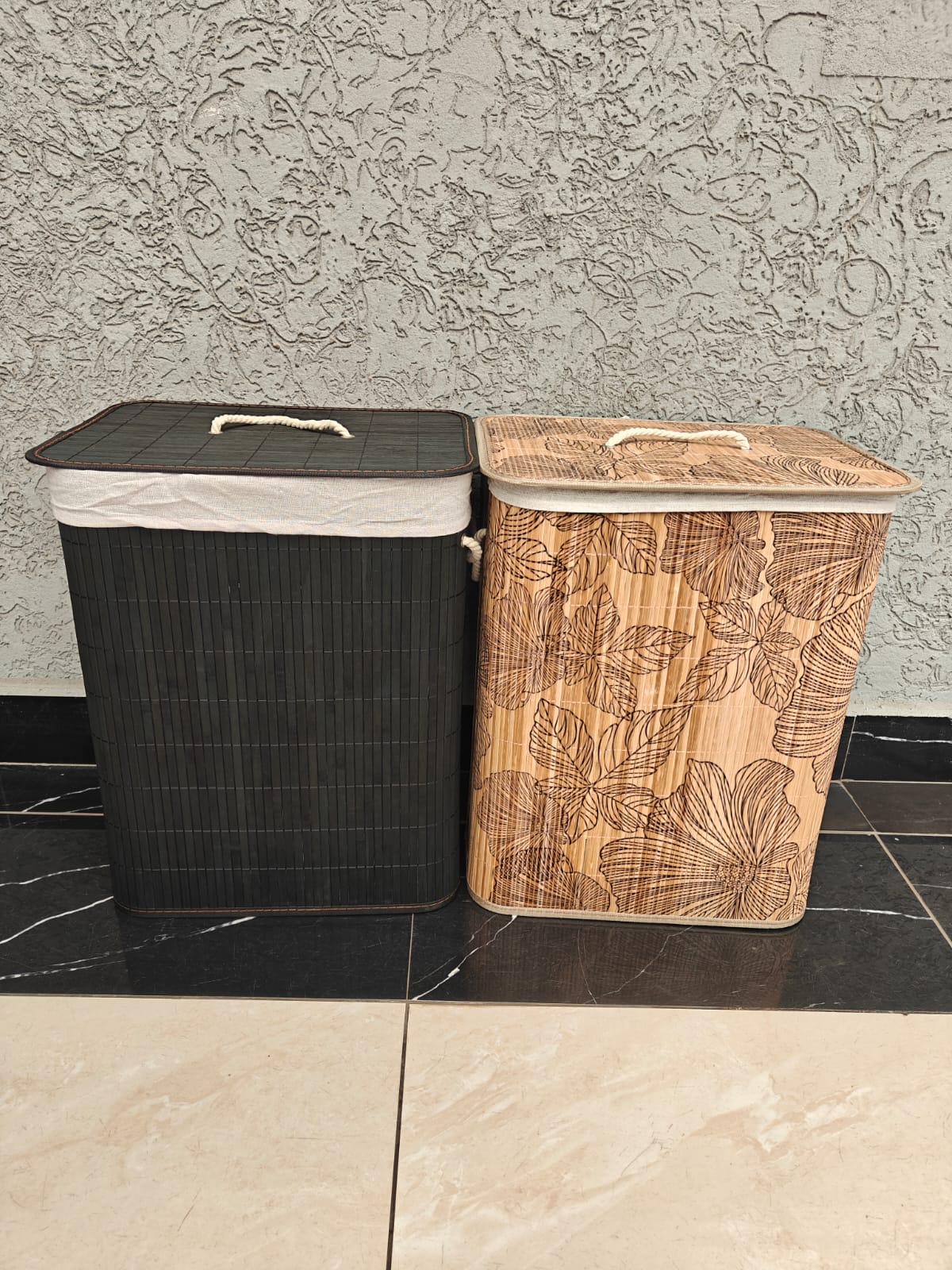 Foldable bamboo laundry basket