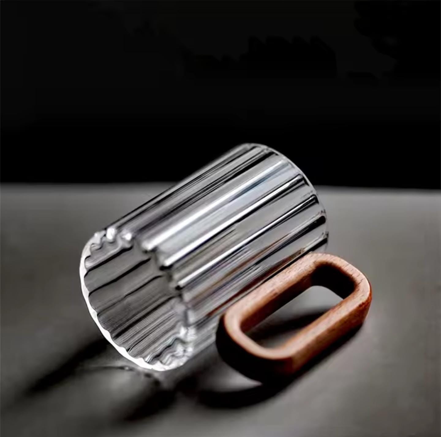 Borosilicate heat ribbed glass mugs