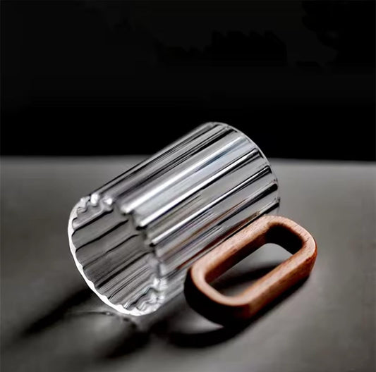 Borosilicate heat ribbed glass mugs