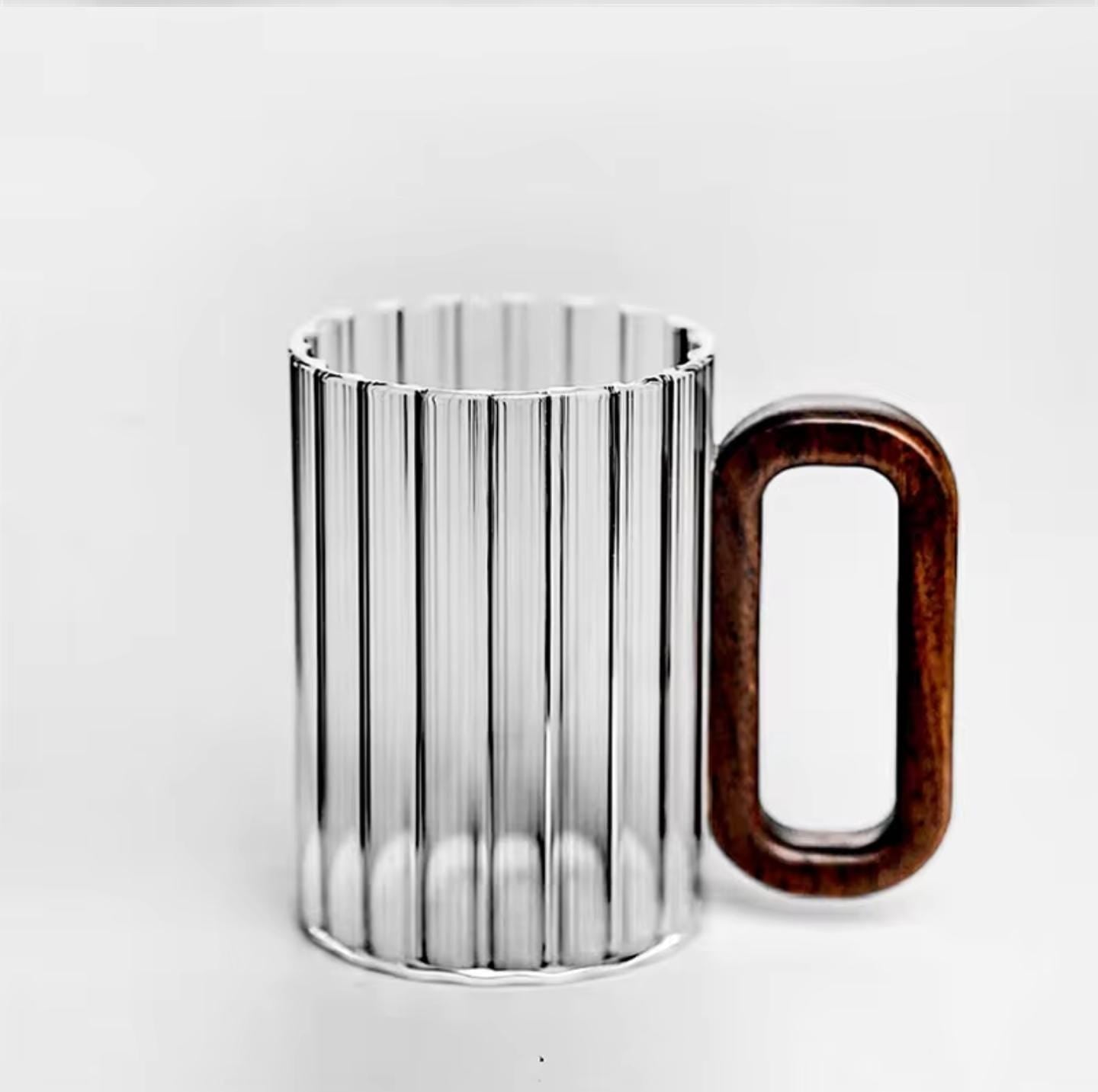 Borosilicate heat ribbed glass mugs