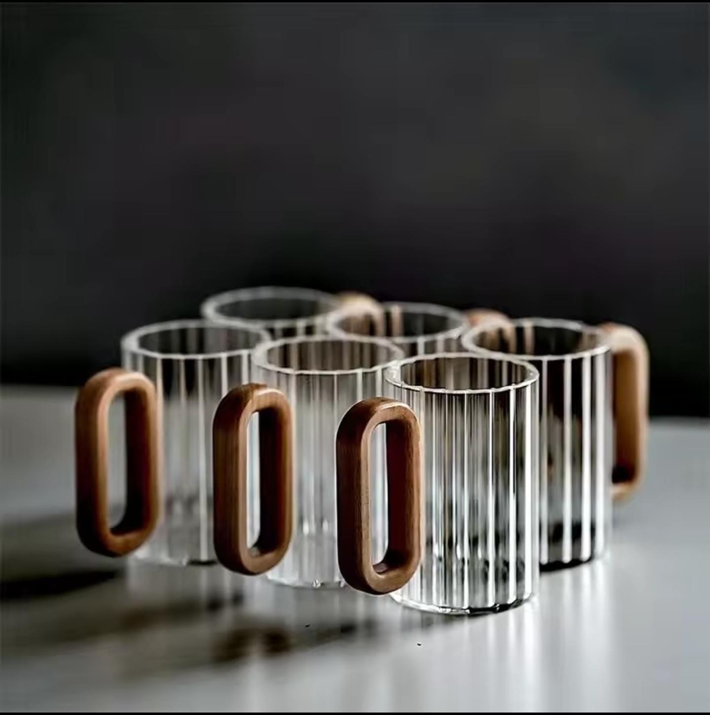 Borosilicate heat ribbed glass mugs