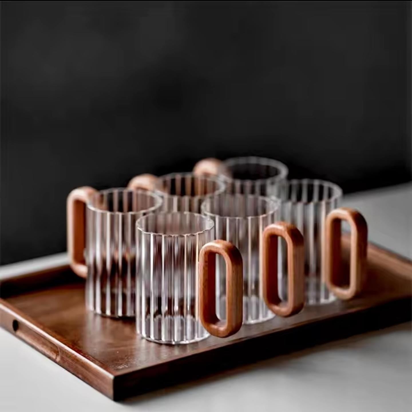 Borosilicate heat ribbed glass mugs
