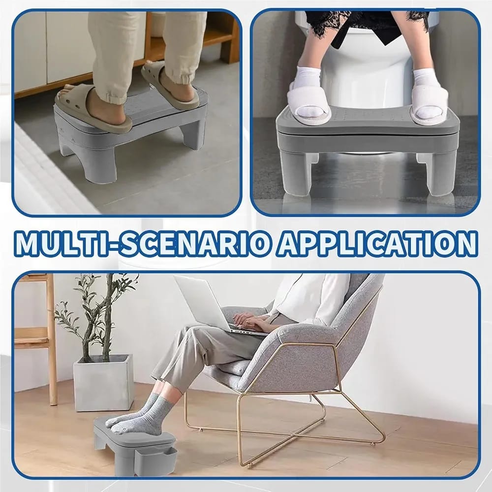 Ergonomic foldable/adjustable foot rest with storage space